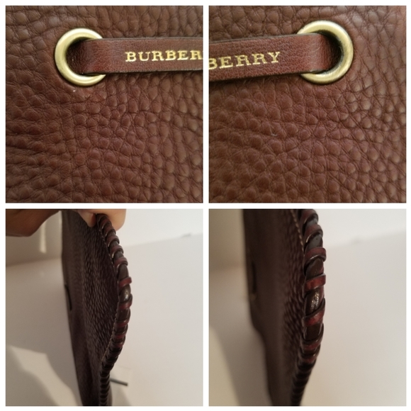 Burberry Checker And Brown Leather Clutch! - Picture 8 of 16